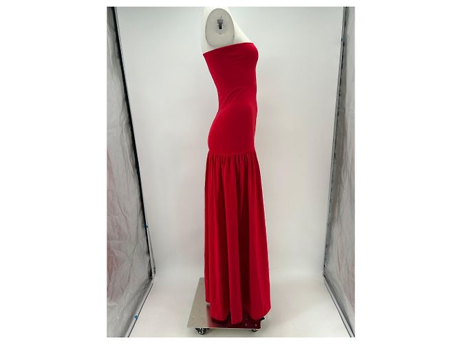 Vestido longo vermelho sem alças By Malene Birger - vista 4