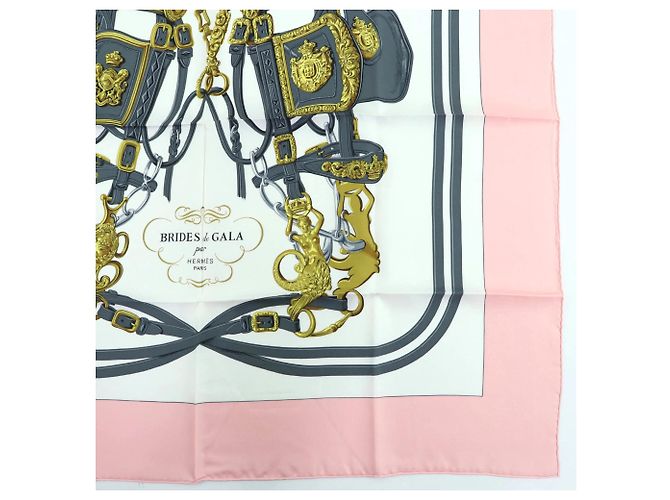 Silk In Foulard in seta rosa Hermès Carre 90 Brides de Gala - vista 5