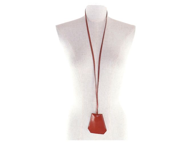 Hermès Vintage Leder Clochette Halskette Braun - Ansicht 4