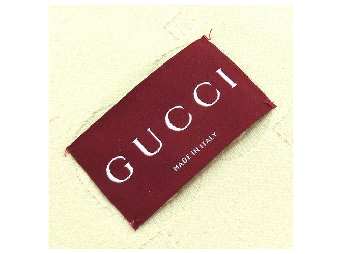 Gucci Grande scialle in lana e seta GG jacquard con frange Beige - vista 6