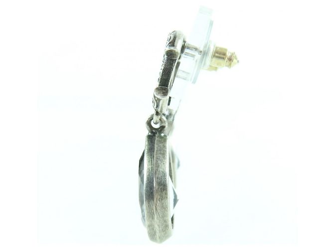 Orecchini a goccia in metallo argento e cristallo Chanel - vista 3