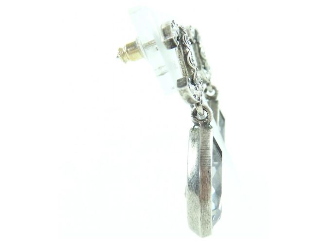 Orecchini a goccia in metallo argento e cristallo Chanel - vista 5
