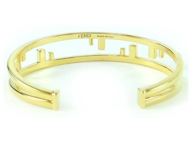 Bracciale rigido Fendi First FF Motif con strass D'oro - vista 4