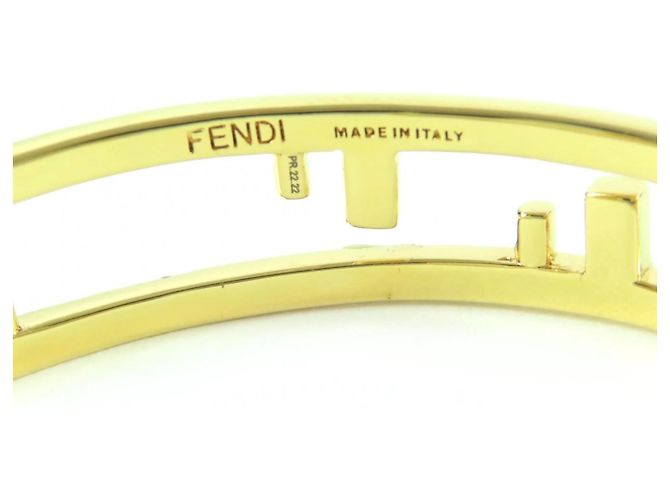 Bracciale rigido Fendi First FF Motif con strass D'oro - vista 7