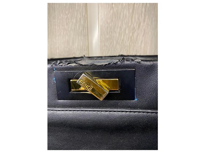 Fendi Peekaboo Monster Eyes - Schwarzes Leder - Größe Mittel/Regulär - Ansicht 12
