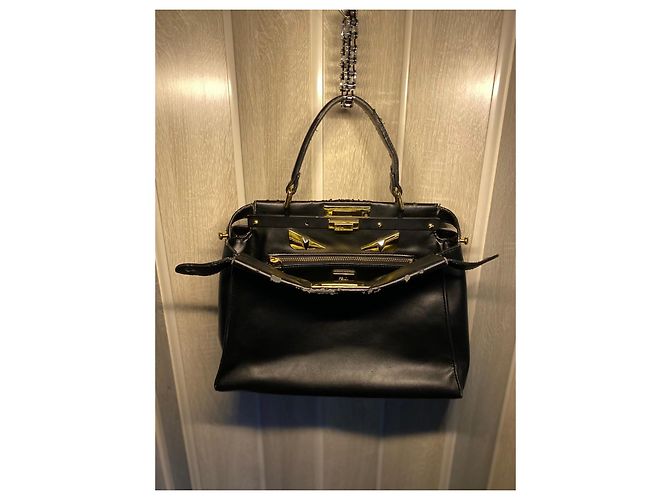 Fendi Peekaboo Monster Eyes - Schwarzes Leder - Größe Mittel/Regulär - Ansicht 2