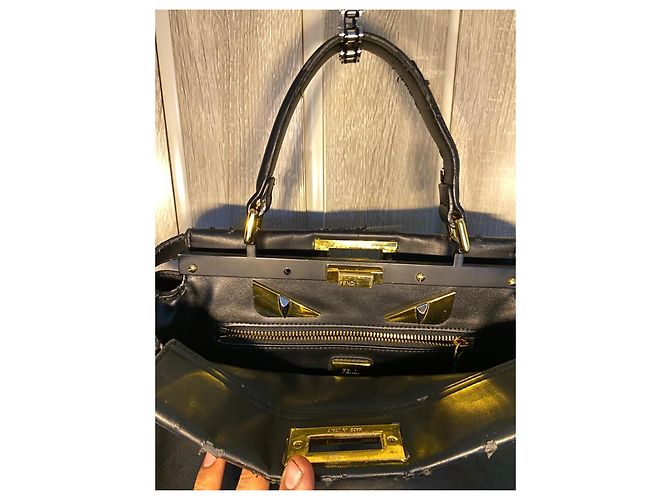 Fendi Peekaboo Monster Eyes - Schwarzes Leder - Größe Mittel/Regulär - Ansicht 4