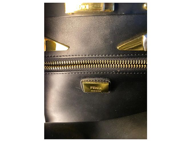 Fendi Peekaboo Monster Eyes - Schwarzes Leder - Größe Mittel/Regulär - Ansicht 7