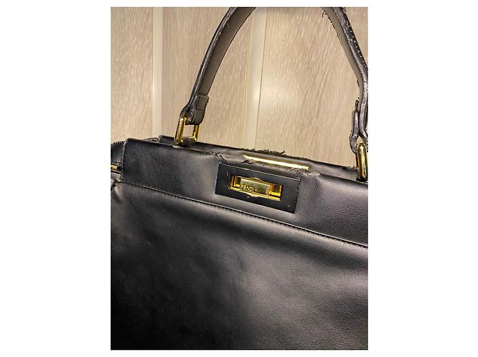 Fendi Peekaboo Monster Eyes - Schwarzes Leder - Größe Mittel/Regulär - Ansicht 8