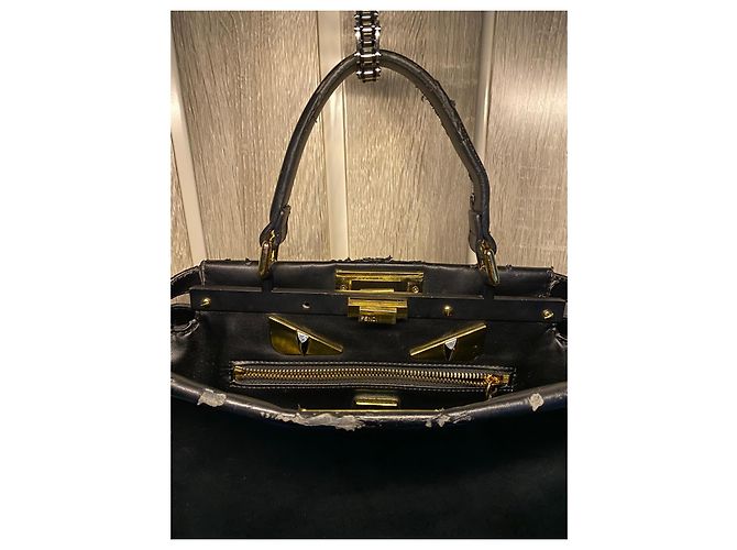 Fendi Peekaboo Monster Eyes - Schwarzes Leder - Größe Mittel/Regulär - Ansicht 9