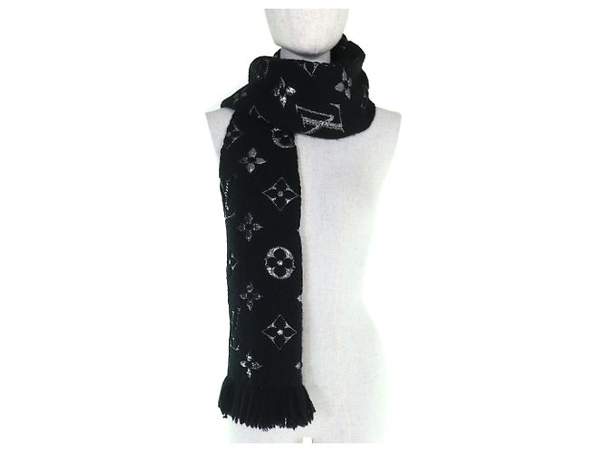 Bufanda de Flecos Monogram Louis Vuitton Negro Plata - vista 4