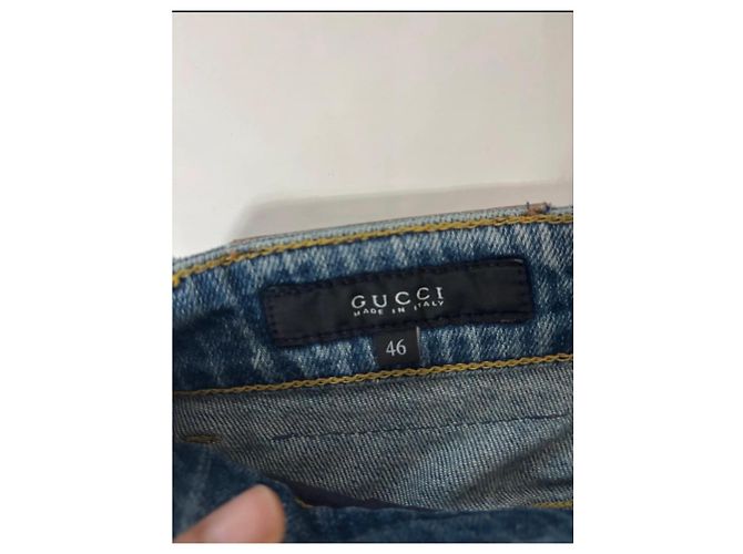 Jeans Gucci de denim azul con perlas - vista 3