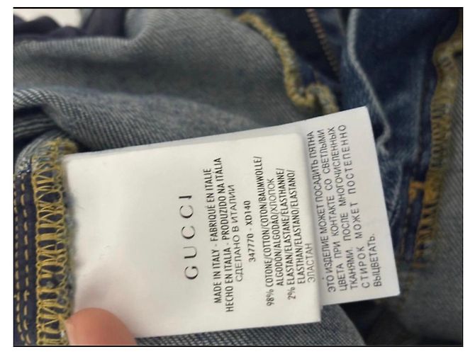 Jeans Gucci de denim azul con perlas - vista 4