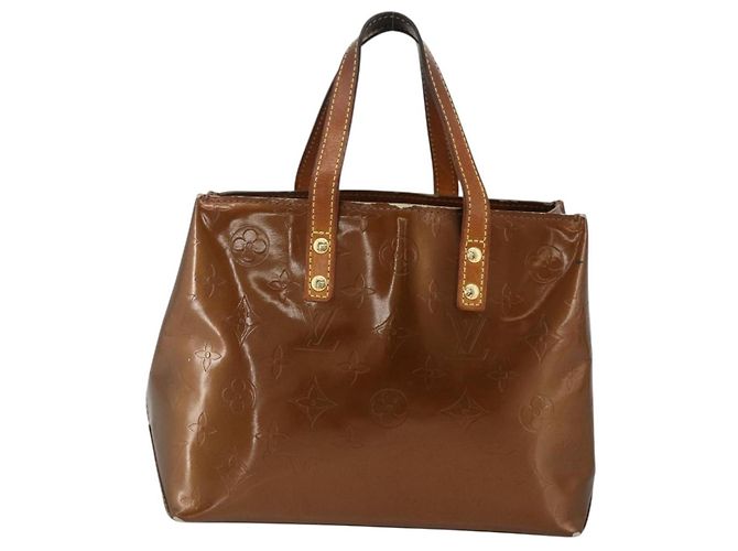 LOUIS VUITTON Borsa a Mano Monogram Vernis Reade PM Bronzo M91146 LV Auth BSZ490 - vista 13