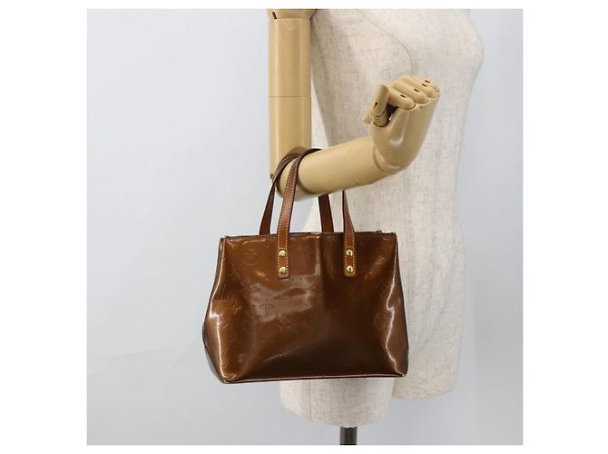 LOUIS VUITTON Borsa a Mano Monogram Vernis Reade PM Bronzo M91146 LV Auth BSZ490 - vista 21
