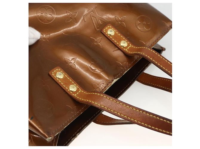 LOUIS VUITTON Borsa a Mano Monogram Vernis Reade PM Bronzo M91146 LV Auth BSZ490 - vista 6