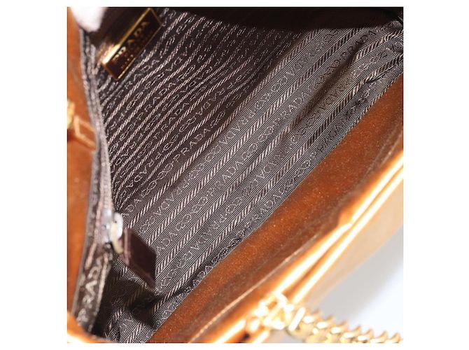 PRADA Borsa a Catena Satin Oro Auth gh1982 D'oro - vista 10