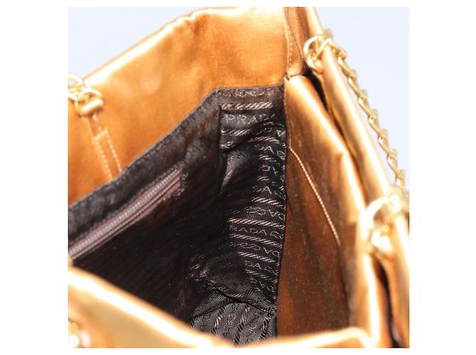 PRADA Borsa a Catena Satin Oro Auth gh1982 D'oro - vista 18