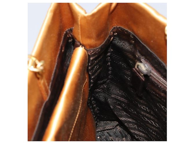 PRADA Borsa a Catena Satin Oro Auth gh1982 D'oro - vista 19