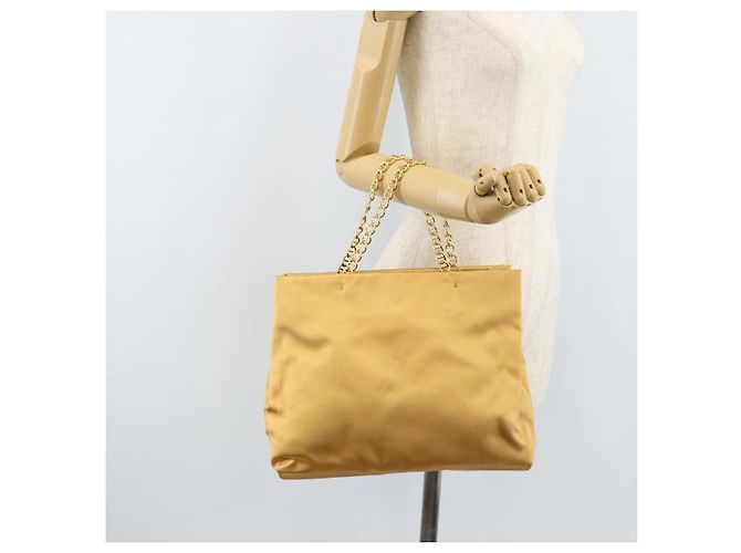 PRADA Borsa a Catena Satin Oro Auth gh1982 D'oro - vista 23