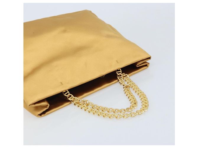 PRADA Borsa a Catena Satin Oro Auth gh1982 D'oro - vista 6