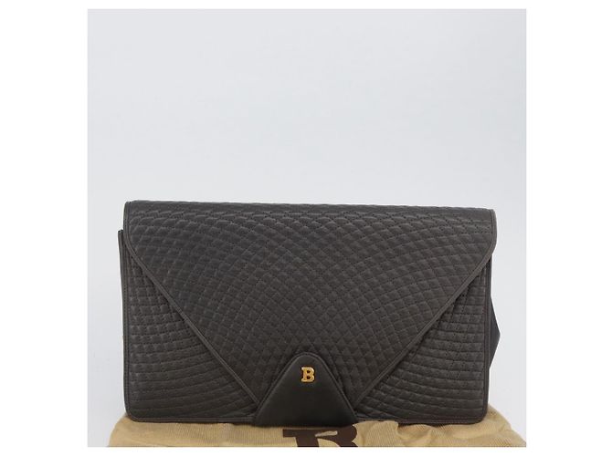 BALLY Borsa a Spalla a Catena in Pelle Grigia Oro Auth ti3817 Marrone D'oro - vista 12