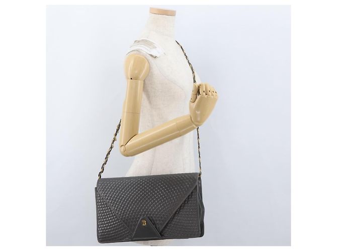 BALLY Borsa a Spalla a Catena in Pelle Grigia Oro Auth ti3817 Marrone D'oro - vista 23