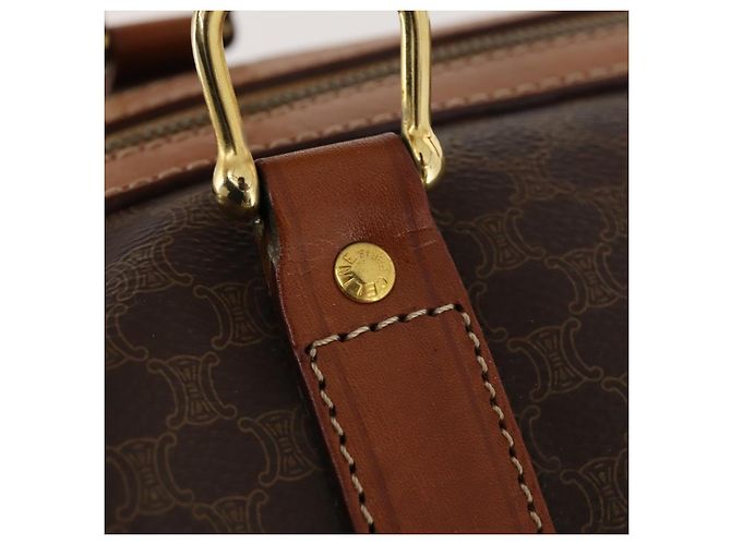 Céline Borsa Boston in tela Macadam CELINE in pelle PVC marrone e oro Auth ki6517 D'oro - vista 10