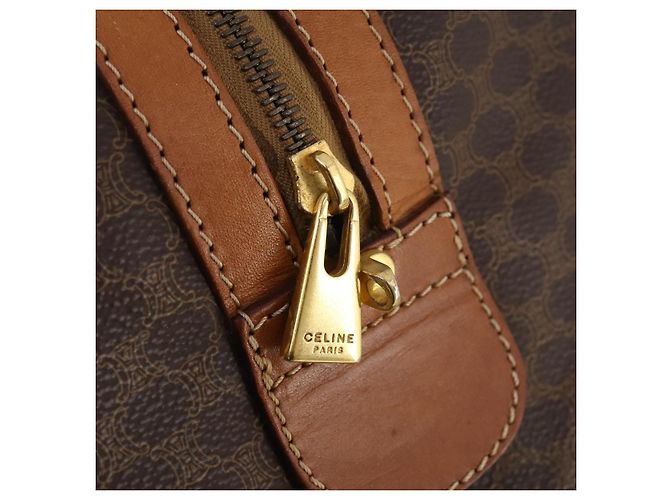 Céline Borsa Boston in tela Macadam CELINE in pelle PVC marrone e oro Auth ki6517 D'oro - vista 18