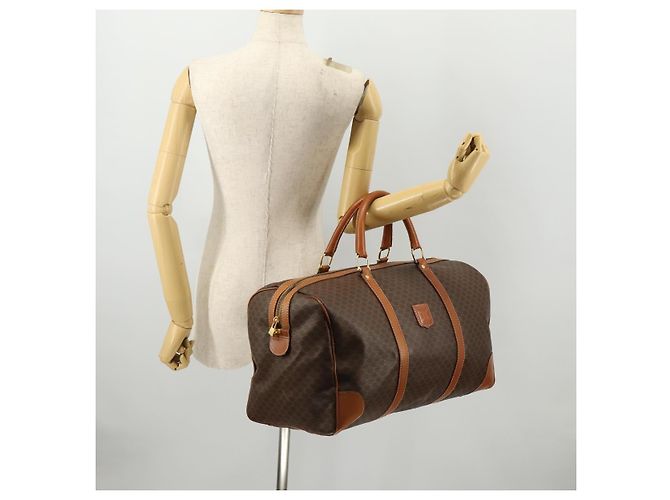 Céline Borsa Boston in tela Macadam CELINE in pelle PVC marrone e oro Auth ki6517 D'oro - vista 23