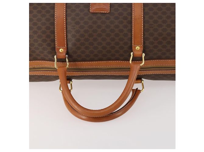 Céline Borsa Boston in tela Macadam CELINE in pelle PVC marrone e oro Auth ki6517 D'oro - vista 7