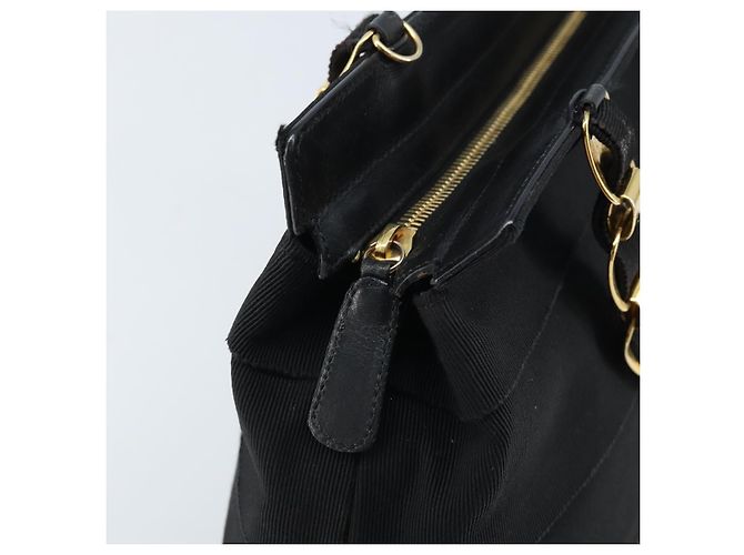 Sac à main Vala en chaîne Salvatore Ferragamo en nylon noir et or Auth gh1878 Doré - vue 10