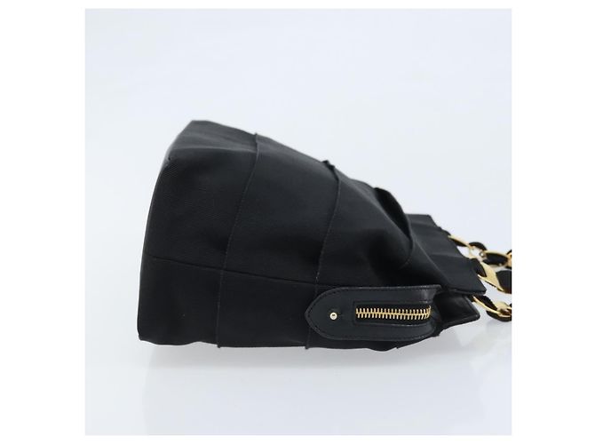 Sac à main Vala en chaîne Salvatore Ferragamo en nylon noir et or Auth gh1878 Doré - vue 3