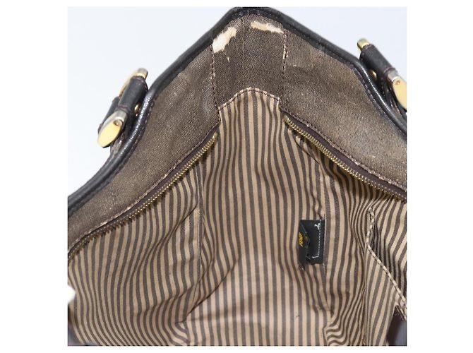 FENDI Zucca Canvas Tote Bag PVC Schwarz Braun Auth LNZ764 - Ansicht 21