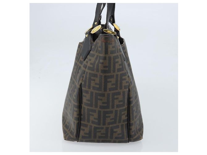 FENDI Zucca Canvas Tote Bag PVC Schwarz Braun Auth LNZ764 - Ansicht 3