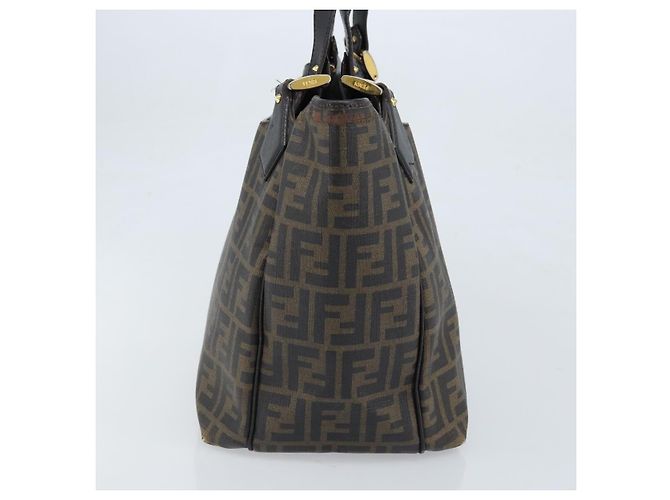 FENDI Zucca Canvas Tote Bag PVC Schwarz Braun Auth LNZ764 - Ansicht 4