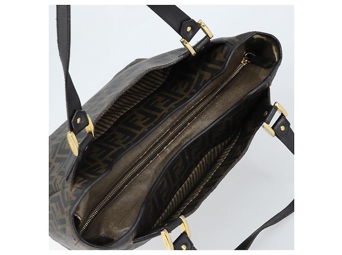 FENDI Zucca Canvas Tote Bag PVC Schwarz Braun Auth LNZ764 - Ansicht 6