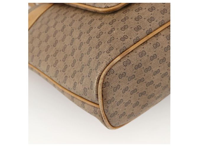 GUCCI Micro GG Supreme Tote Bag PVC Beige Gold Auth ki6597 Golden - view 14