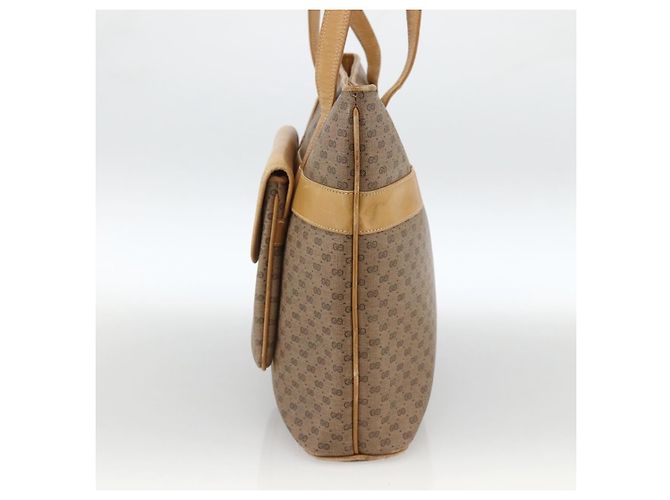 GUCCI Micro GG Supreme Tote Bag PVC Beige Gold Auth ki6597 Golden - view 4