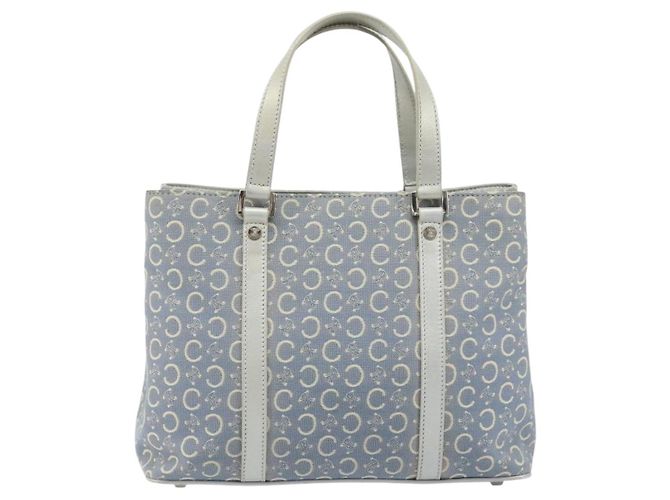 Céline CELINE C Macadam Canvas Handtasche Hellblau Silber Auth BA11640 - Ansicht 13