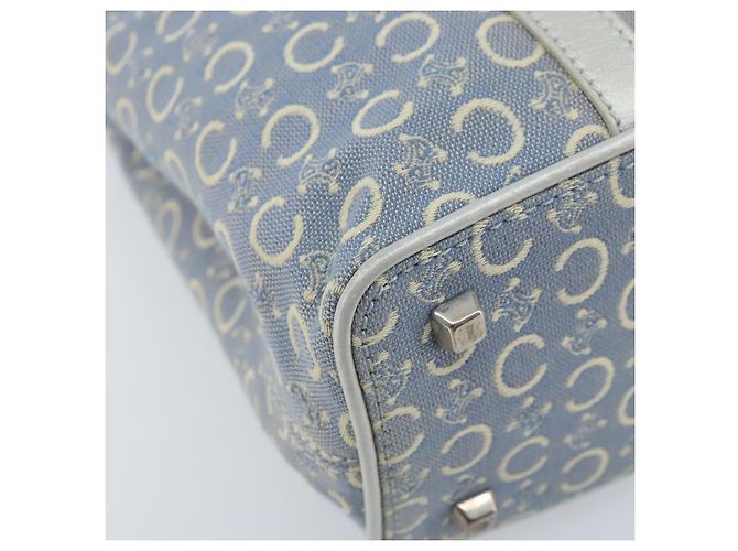 Céline CELINE C Macadam Canvas Handtasche Hellblau Silber Auth BA11640 - Ansicht 14