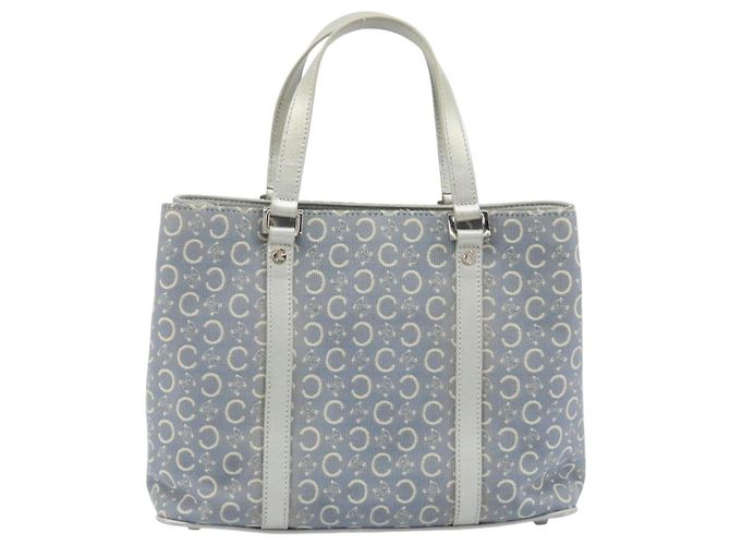 Céline CELINE C Macadam Canvas Handtasche Hellblau Silber Auth BA11640 - Ansicht 2