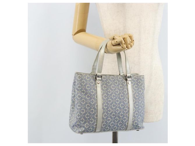 Céline CELINE C Macadam Canvas Handtasche Hellblau Silber Auth BA11640 - Ansicht 23