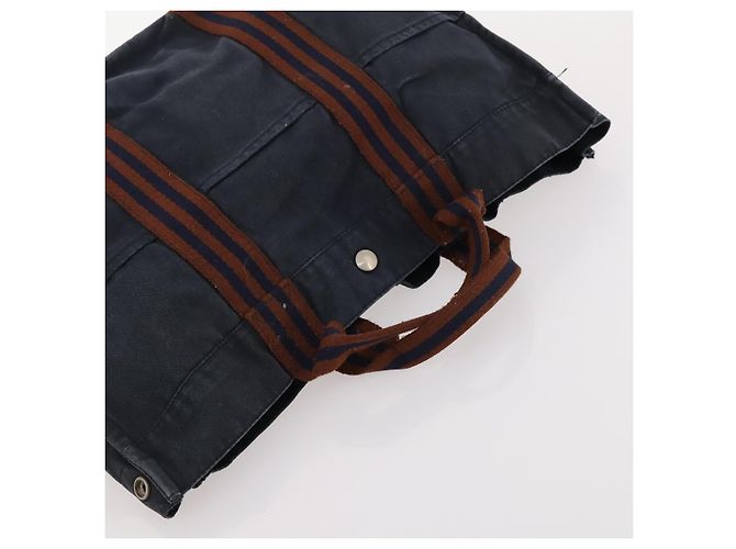 Hermès Borsa Tote HERMES in tela 2 pezzi Grigio Navy Auth bs33837 Marrone Blu navy - vista 13