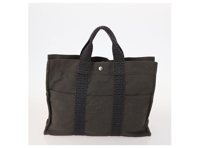Hermès Borsa Tote HERMES in tela 2 pezzi Grigio Navy Auth bs33837 Marrone Blu navy - vista 3