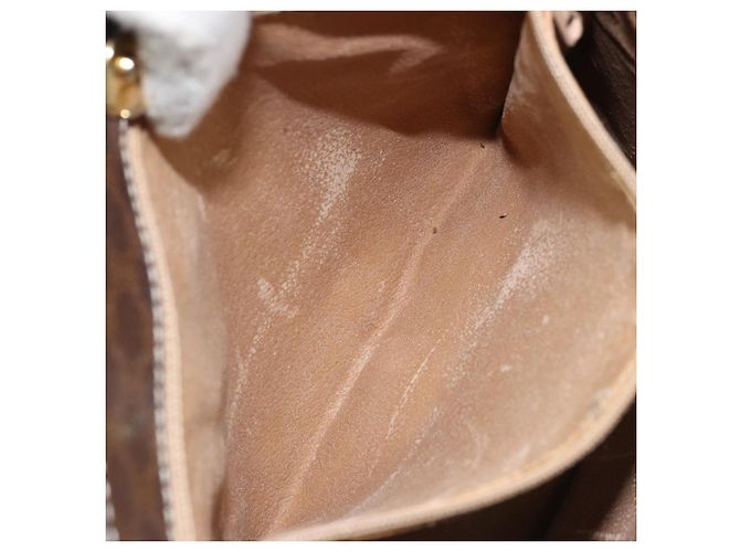 Céline Bolso de mano de lona Macadam CELINE en cuero PVC marrón dorado Auth BSZ508 Castaño - vista 11