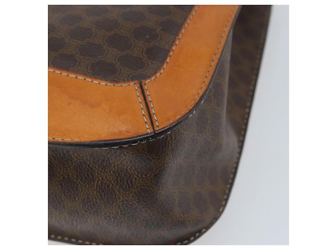 Céline Bolso de mano de lona Macadam CELINE en cuero PVC marrón dorado Auth BSZ508 Castaño - vista 15