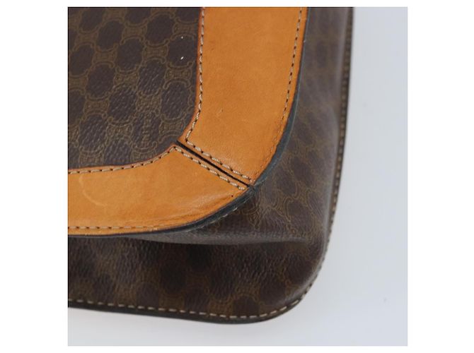 Céline Bolso de mano de lona Macadam CELINE en cuero PVC marrón dorado Auth BSZ508 Castaño - vista 16