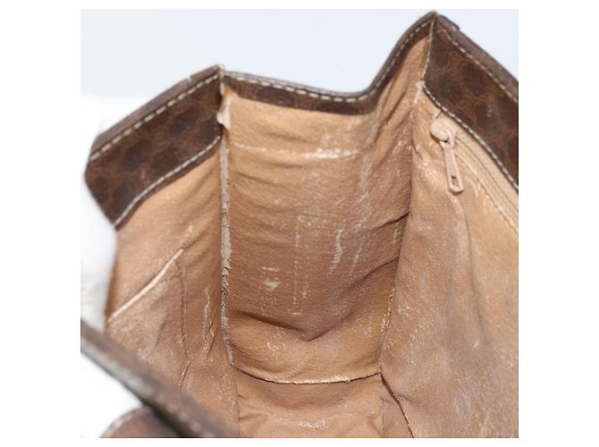 Céline Bolso de mano de lona Macadam CELINE en cuero PVC marrón dorado Auth BSZ508 Castaño - vista 20
