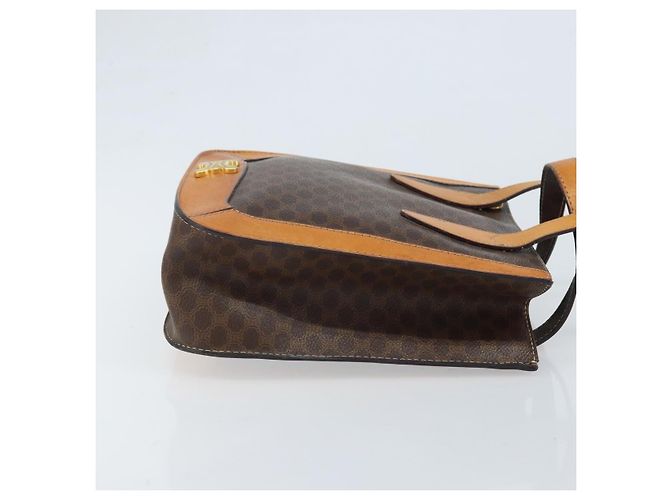 Céline Bolso de mano de lona Macadam CELINE en cuero PVC marrón dorado Auth BSZ508 Castaño - vista 3